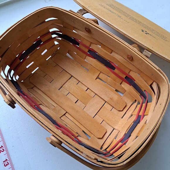 VTG Carnation Basket Wood Texas Military Fort Hood Officer Wives Club Quilt - Picture 10 of 15